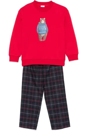 Il gufo Bear-print trousers set