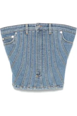 MUGLER Spiral denim bustier