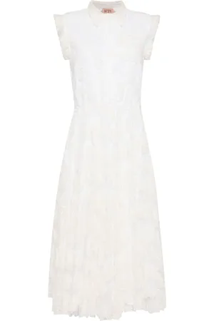 Nº21 Floral-embroidered shirt dress