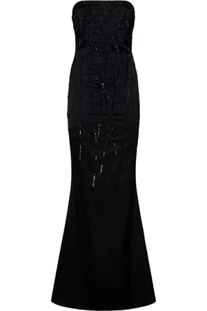 ROOM76 Crystal-embellished satin gown