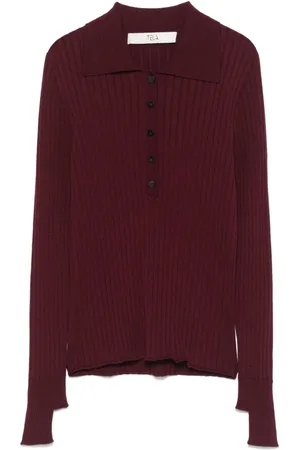 TELA Ribbed-knit polo top