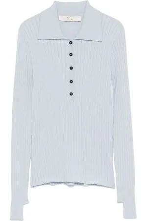 TELA Ribbed-knit polo top