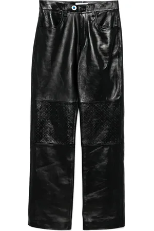 Marine Serre Monogram-pattern leather trousers
