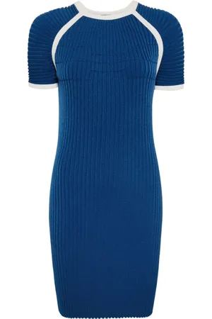 CHANEL 2000s ribbed-knit short-sleeved dress