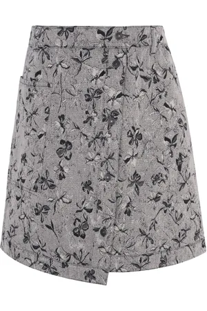 PORTS 1961 Floral-jacquard denim skirt