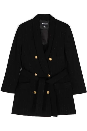 Balmain Striped double-breasted coat