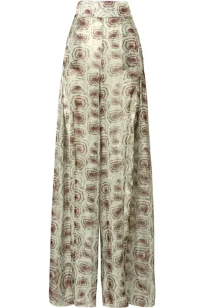 GENNY Abstract-pattern print flared trousers