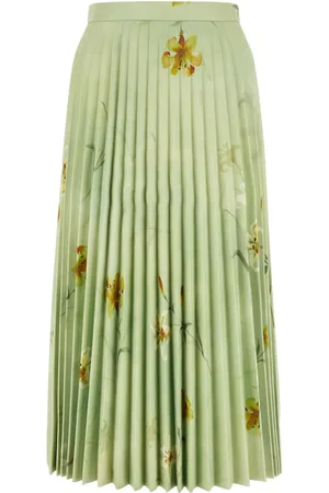 Balenciaga Floral-print pleated midi skirt