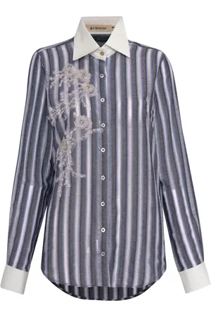 Lethicia Bronstein Lace-appliqué striped shirt