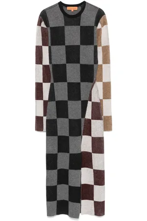 STINE GOYA Checkerboard-pattern midi dress
