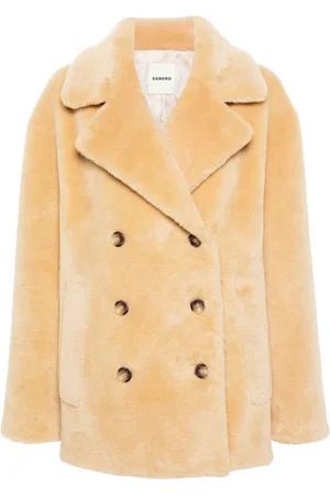 Sandro Faux-fur double-breasted coat