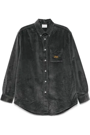 Drôle de Monsieur Embroidered-logo corduroy shirt