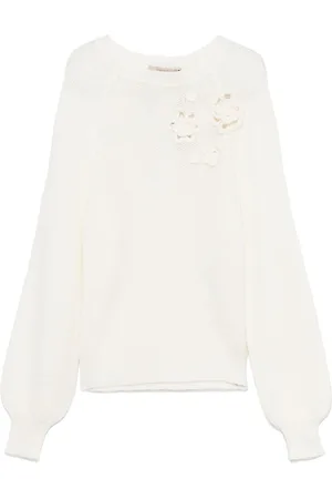 Twin-Set Floral-appliqué sweater