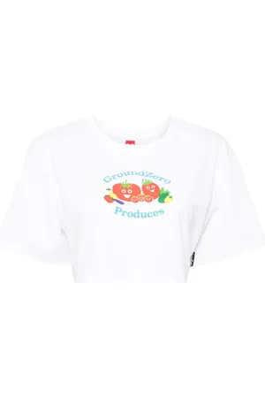 Ground Zero Vegatables-print cropped T-shirt
