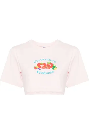 Ground Zero Vegatables-print cropped T-shirt