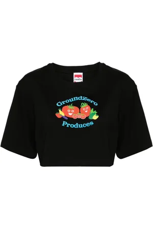 Ground Zero Vegatables-print cropped T-shirt