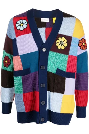 Moncler Patchwork-design crochet cardigan