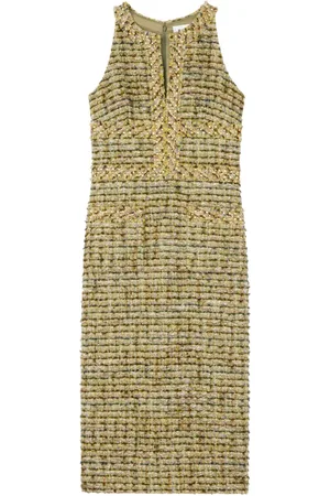ST. JOHN Metallic-effect tweed midi dress
