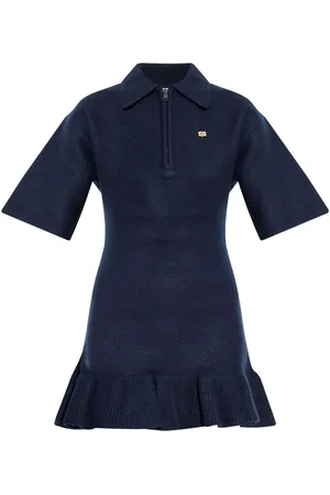 Ganni Polo-collar wool minidress