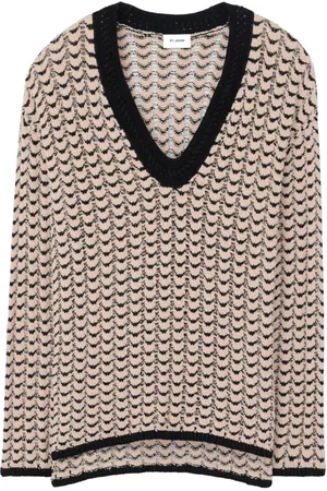 ST. JOHN Chevron-knit jumper