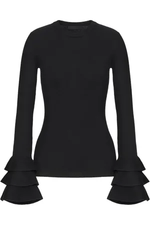 VALENTINO GARAVANI Tiered-sleeve crew-neck knitted top
