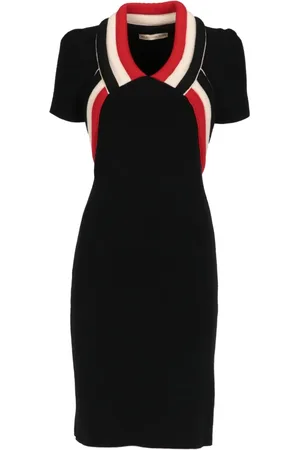 Balenciaga 2010s stripe-trimmed midi dress