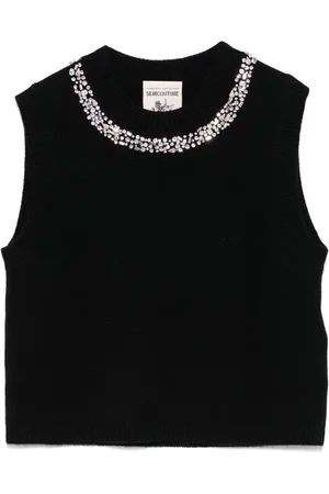 SEMICOUTURE Crystal-embellished knitted top