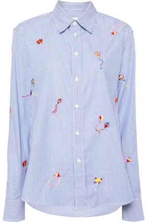 MIRA MIKATI Kite-embroidered striped shirt
