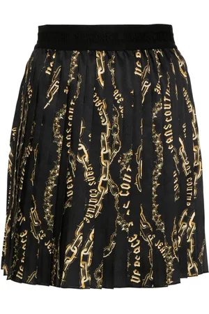 VERSACE Chain Couture-print pleated skirt