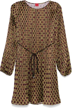 HUGO BOSS Geometric-print pleated dress