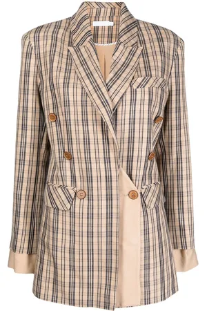 Simkhai Plaid-check double-breasted blazer