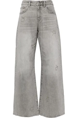JNBY Butterfly-embellished wide-leg jeans