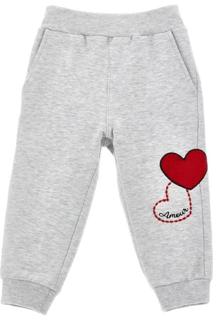 MONNALISA Heart-embroidered track pants
