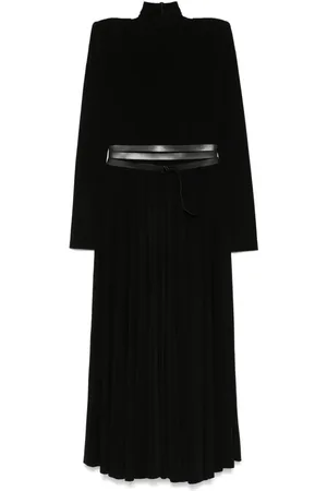 Norma Kamali Ls shoulder-pad midi dress