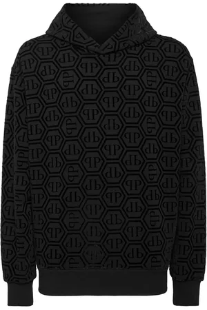 Philipp Plein Logo-flocked long-sleeve hoodie