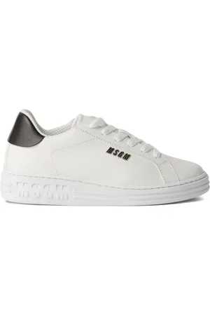 Msgm Logo-embossed leather sneakers