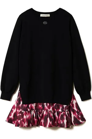 Twin-Set Logo-plaque knitted layered dress