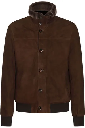 MOORER Stand-up collar suede jacket