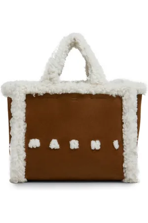 Marni Shearling-trim tote bag