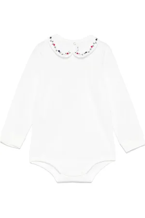 Il gufo Floral-embroidered bodysuit