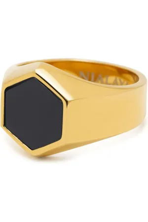 Nialaya Hexagon-shaped matte-stone ring