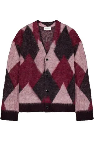 LANEUS Argyle-pattern cardigan