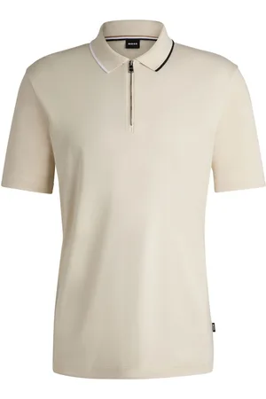 HUGO BOSS Half-zip interlock-weave polo shirt