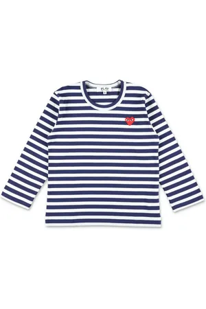 Comme des Garçons Heart-patch striped T-shirt