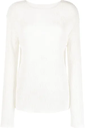 Low Classic Semi-sheer textured cotton knitted top
