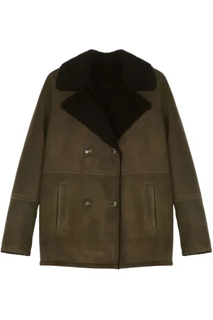 YVES SALOMON Suede-merino pea coat