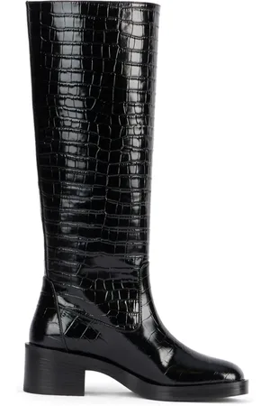 Stuart Weitzman Crocodile-embossed leather boots