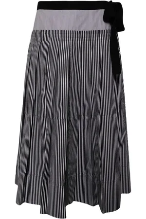 Lee Mathews Striped pleated skirt