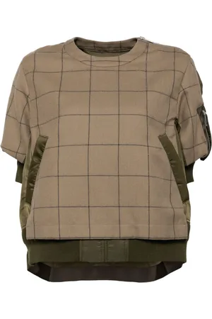SACAI Windowpane twill pullover
