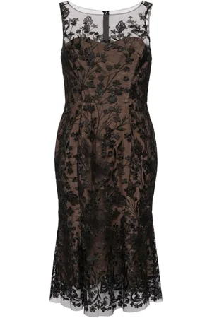 Marchesa Notte Floral embroidery midi dress